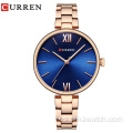 CURREN 9017 nuevos relojes para mujer, reloj de marca de lujo, reloj de cuarzo de oro rosa para mujer, reloj de pulsera creativo con patrón de madera, reloj de pulsera de moda caliente